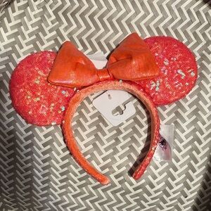 Disney Parks Orange Sequin Minnie Mouse Ears Headband